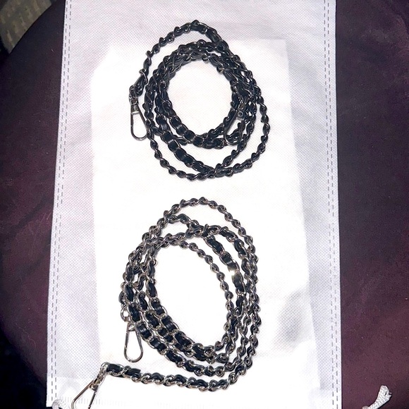 Unbranded Leather 47” Chain bags & wallets - Black-Silver PRICE FOR ONE - Picture 4 of 14